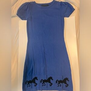 Women’s Blue Carousel Horse Sweater Dress Vintage Haight Ashbury Boutique Size M
